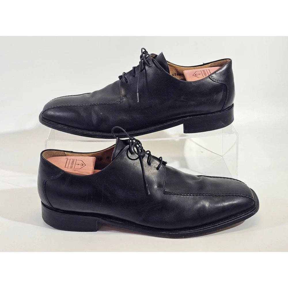 PRONTO‎ UOMO Black Leather Square Toe Derby Dress Shoes Men 13 M Made Italy EUC